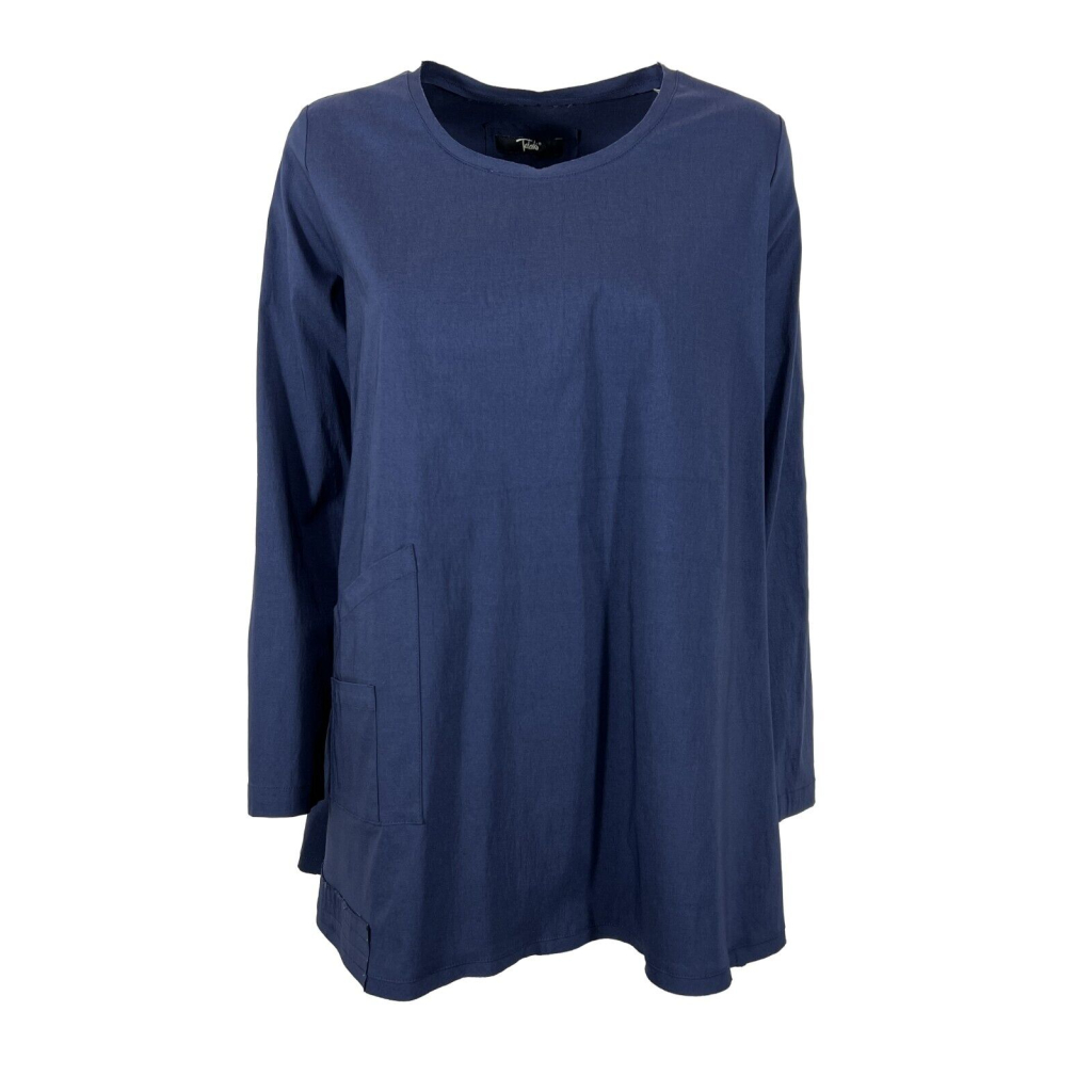 TADASHI blusa donna blu svasata TPE232161 72% rayon MADE IN ITALY