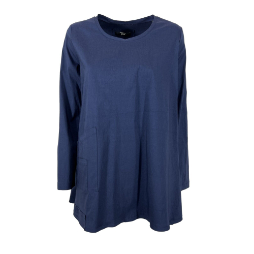 TADASHI blusa donna blu svasata TPE232161 MADE IN ITALY