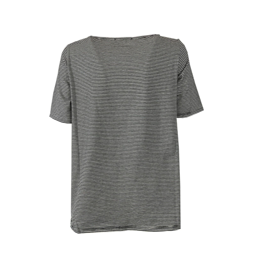 NEIRAMI t-shirt donna svasata a righe BIANCO/NERO B53ST 96% cotone 4% elastan MADE IN ITALY