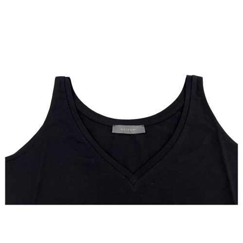 NEIRAMI canotta nera svasata B73JH cotone MADE IN ITALY