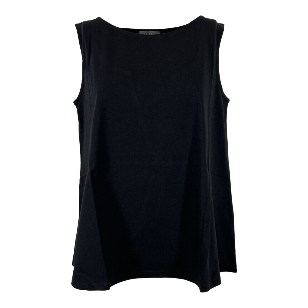 NEIRAMI women's black flared tank top B55JH 93% cotton 7% elastane MADE IN ITALY