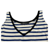 NEIRAMI women's flared tank top ecru/bluette stripes black edge B73MY 96% cotton 4% elastane MADE IN ITALY