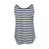 NEIRAMI women's flared tank top ecru/bluette stripes black edge B73MY 96% cotton 4% elastane MADE IN ITALY