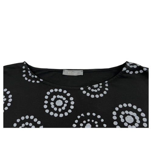 NEIRAMI women's maxi t-shirt black afro white pattern T763JA 94% cotton 6% elastane MADE IN ITALY