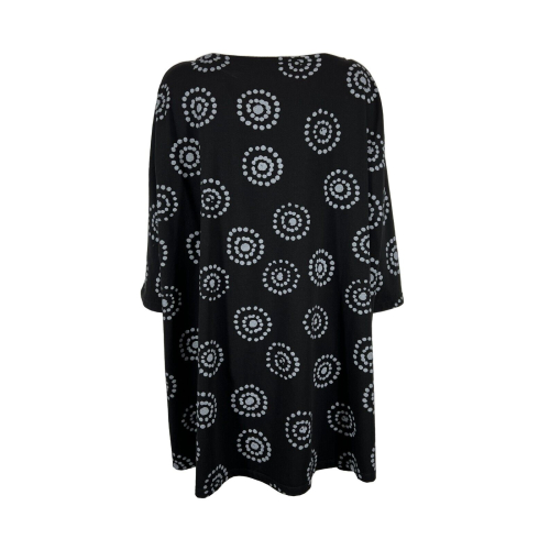 NEIRAMI women's maxi t-shirt black afro white pattern T763JA 94% cotton 6% elastane MADE IN ITALY