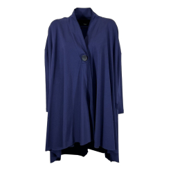 TADASHI spolverino donna felpa garzata blu over TPE236010 MADE IN ITALY