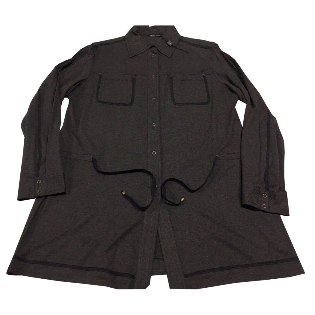 ELENA MIRO' long anthracite jersey shirt, drawstring waist with snap buttons