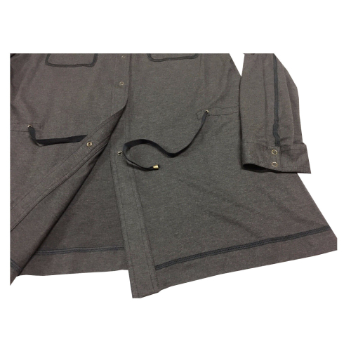 ELENA MIRO' long anthracite jersey shirt, drawstring waist with snap buttons