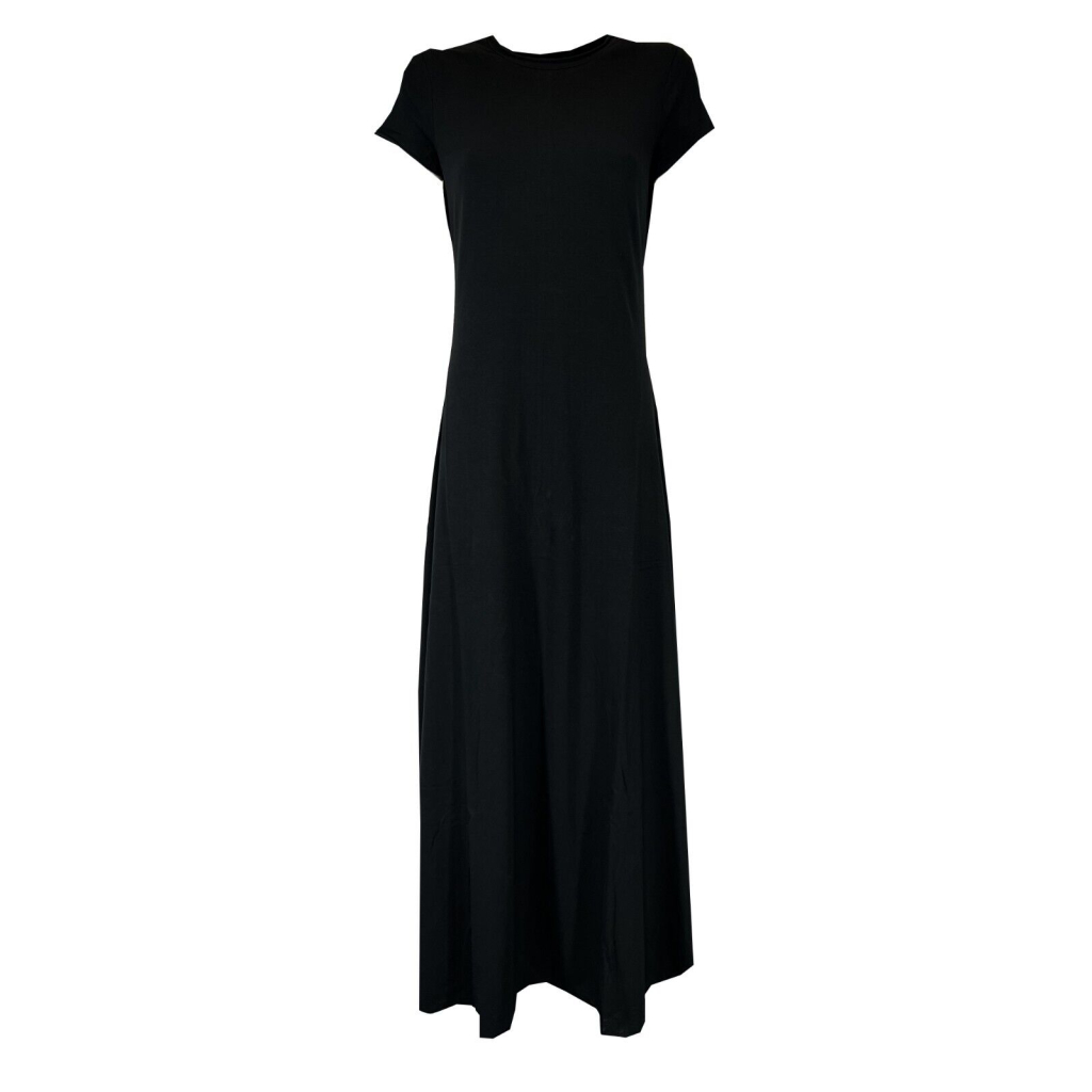 LABO.ART women's long flared black jersey dress SUNIO JERSEY 95% cotton 5% elastane MADE IN ITALY