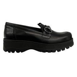 ORE 04.44 BY CHARLY FOX MOCASSINO DONNA PELLE NERO MOKA1/ALEX MADE IN ITALY