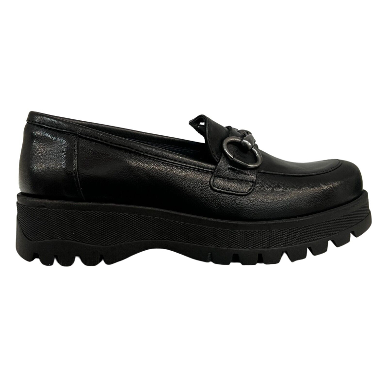 ORE 04.44 BY CHARLY FOX MOCASSINO DONNA PELLE NERO MOKA1/ALEX MADE IN ITALY