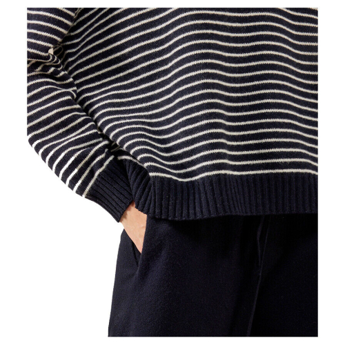 LIVIANA CONTI Striped sweater in recycled cashmere Blue/milk F3WC56 MADE IN ITALY