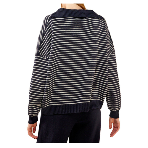 LIVIANA CONTI Striped sweater in recycled cashmere Blue/milk F3WC56 MADE IN ITALY