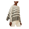 LIVIANA CONTI Wide degraded striped sweater in milk/grey recycled cashmere F3W359 MADE IN ITALY