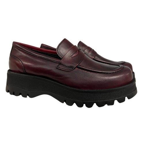 04.44 PM BY CHARLY FOX WOMEN'S MOCCASIN BORDEAUX NAPPA MOKA2/ALEX 100% LEATHER MADE IN ITALY