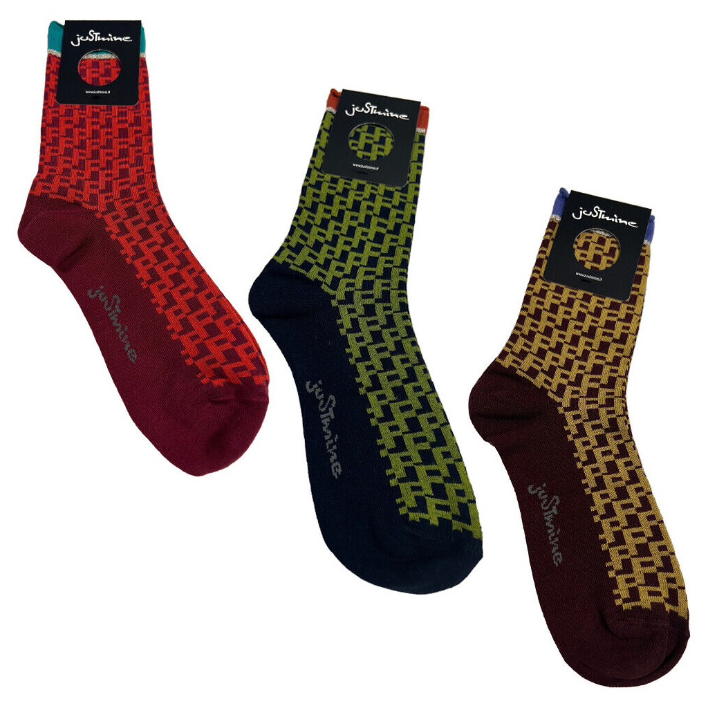 JUSTMINE women's low socks with geometric pattern MADE IN ITALY