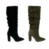 BOLEMA women's high boot curled tubular suede PR04 MADE IN ITALY