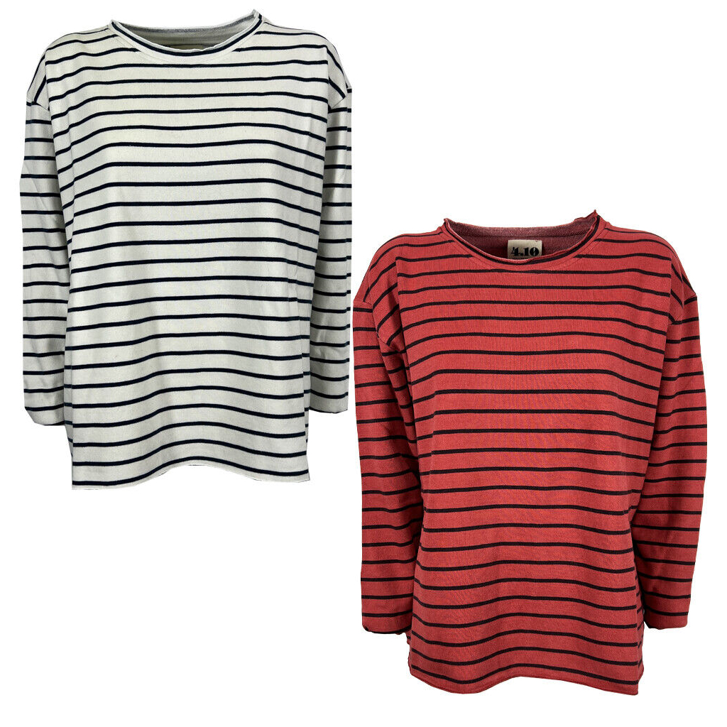 4.10 by BottegaChilometriZero women's crewneck striped sweatshirt DD22639 RIGATO MADE IN ITALY