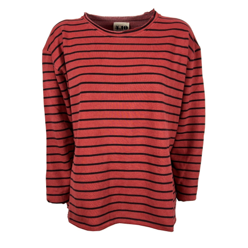4.10 by BottegaChilometriZero felpa donna girocollo righe DD22639 RIGATO MADE IN ITALY