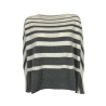 LIVIANA CONTI Wide degraded striped sweater in milk/grey recycled cashmere F3W359 MADE IN ITALY